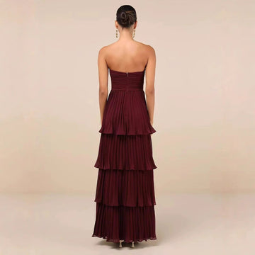 Women's New Breast-Laminated Folded Evening Dress Dress HZ0628
